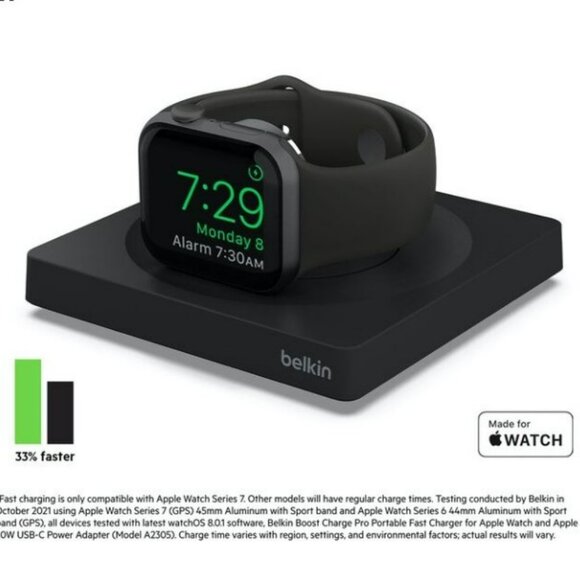 Belkin BoostCharge Pro Portable Fast Charger for Apple Watch, Black, NWT - Picture 5 of 8